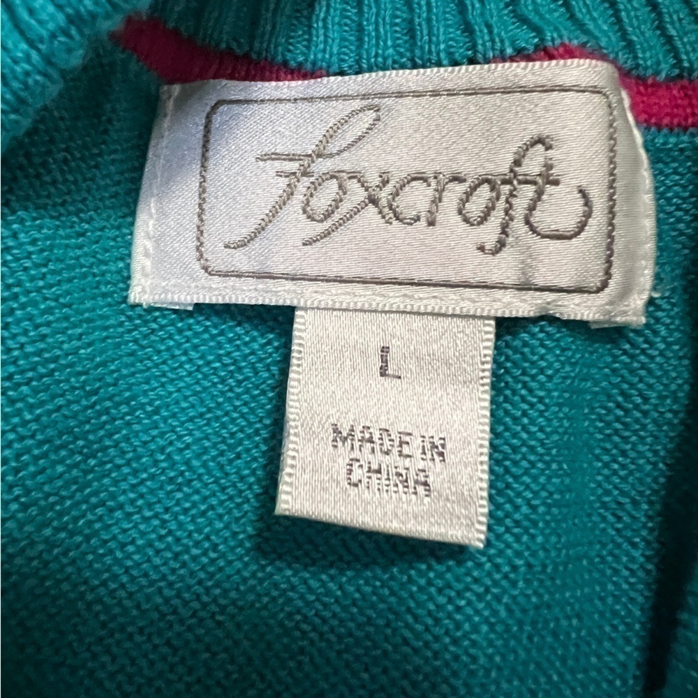 Foxcroft deep turquoise sweater, 100% supima cotton. Sz L. Preowned. EUC. - Picture 8 of 9
